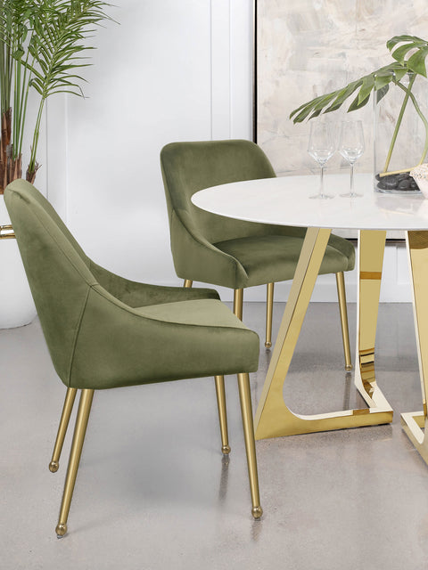 Allison Upholstered Dining Side Chair Olive (Set of 2)Olive / Gold
