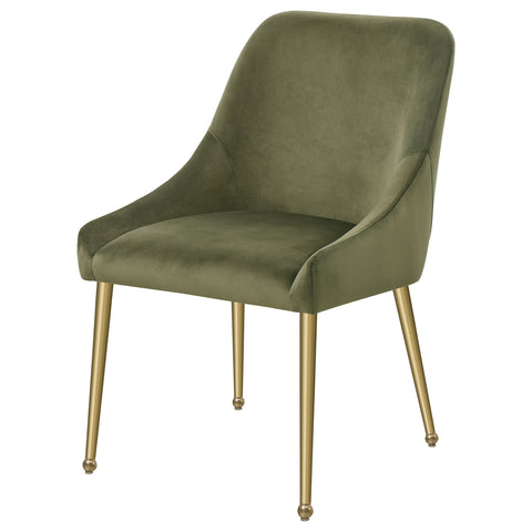 Allison Upholstered Dining Side Chair Olive (Set of 2)Olive / Gold