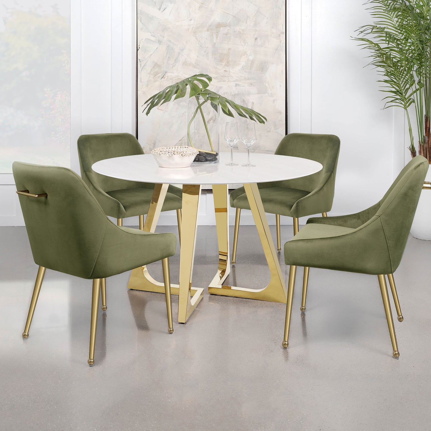 shania upholstered dining side chair olive (set of 2)