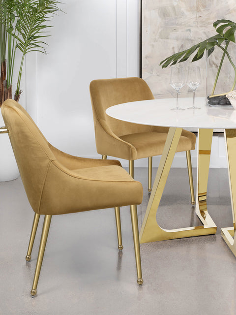 Allison Upholstered Dining Side Chair Cognac (Set of 2)Cognac / Gold