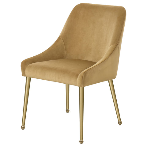 Allison Upholstered Dining Side Chair Cognac (Set of 2)Cognac / Gold