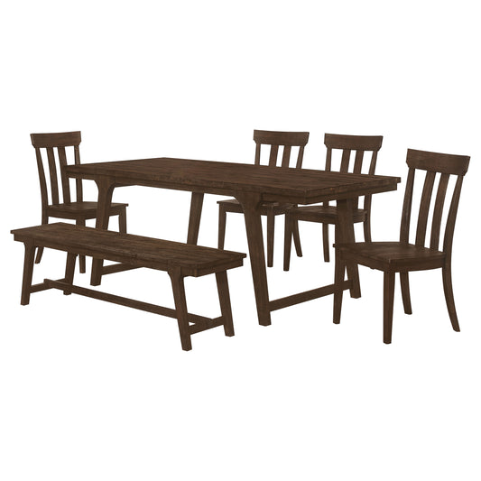 Alton 6-piece Rectangular Dining Table Set Brown Oak