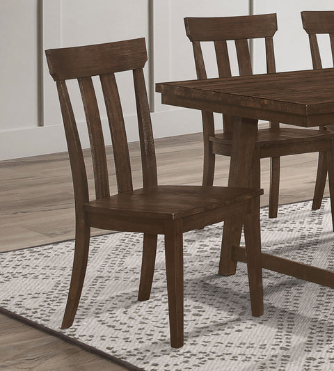 Toga Slat Back Dining Side Chair Brown Oak (Set of 2)Brown Oak