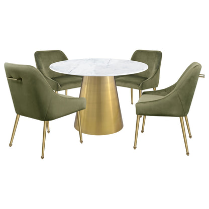 Tilly Round 50-inch Marble Top Dining Table Brushed Gold