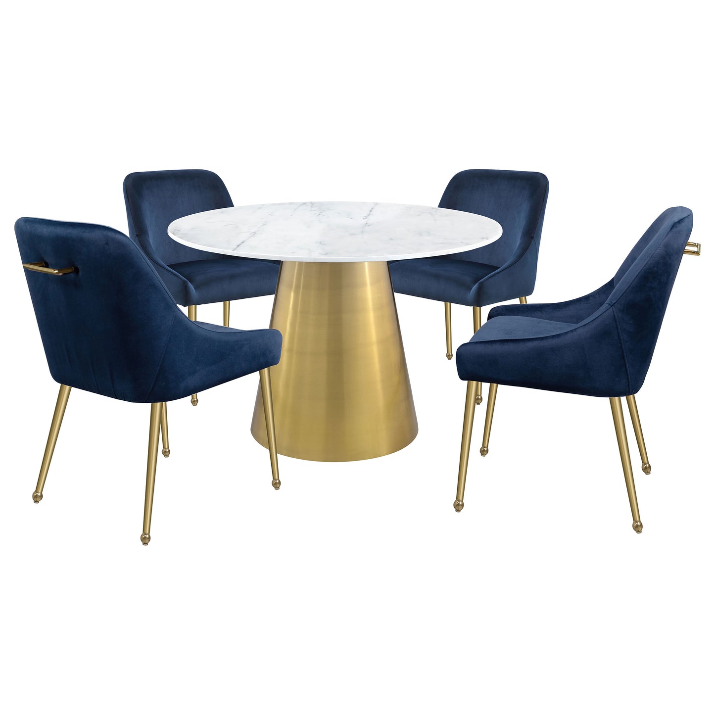 tilly round 50-inch marble top dining table brushed gold