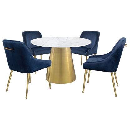 Tilly Round 50-inch Marble Top Dining Table Brushed Gold