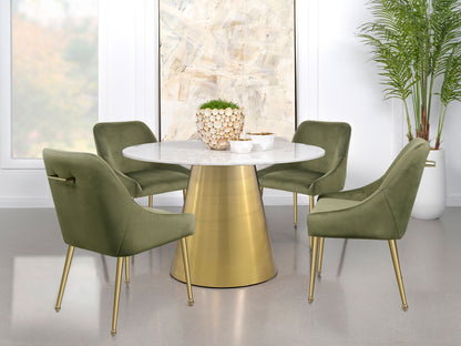 Tilly Round 50-inch Marble Top Dining Table Brushed Gold