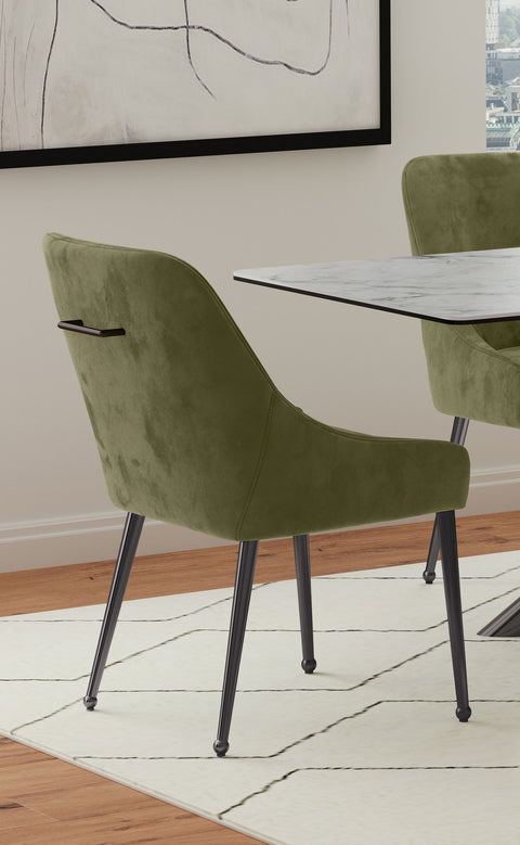 Allison Upholstered Dining Side Chair Olive (Set of 2)Olive / Black Nickel
