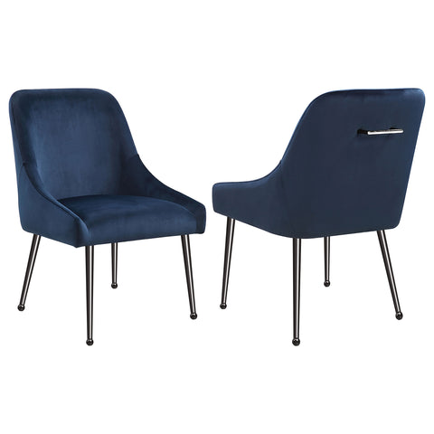 Allison Upholstered Dining Side Chair Blue (Set of 2)Blue / Black Nickel
