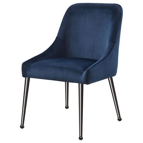Allison Upholstered Dining Side Chair Blue (Set of 2)Blue / Black Nickel