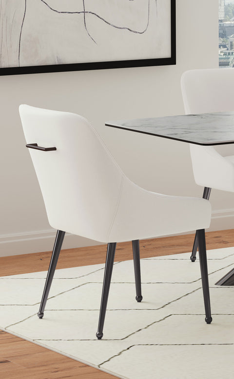 Allison Upholstered Dining Side Chair Ivory (Set of 2)Ivory / Black Nickel