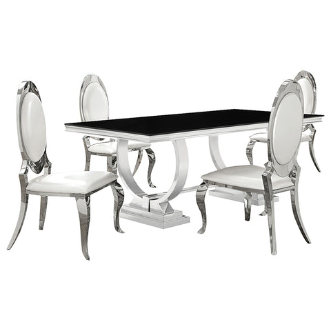 Bellaire 5-piece Rectangular Glass Top Dining Set ChromePolished Stainless Steel