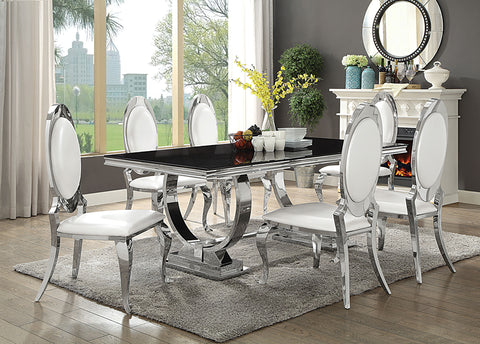 Bellaire 7-piece Rectangular Glass Top Dining Set ChromePolished Stainless Steel