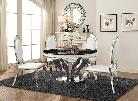 Scout 5-piece Round Stainless Steel Dining Set ChromePolished Stainless Steel