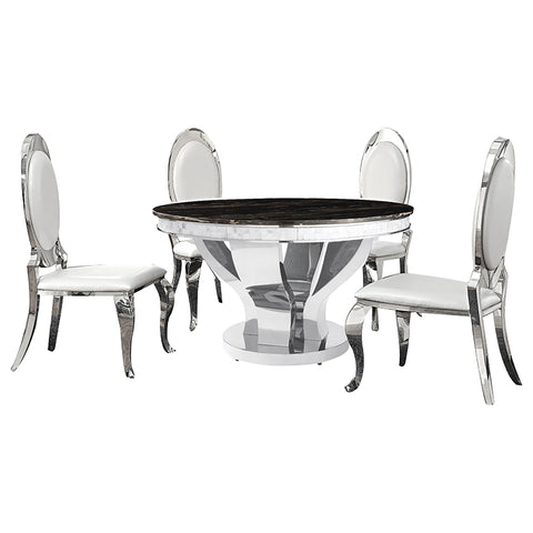 Scout 5-piece Round Stainless Steel Dining Set ChromePolished Stainless Steel