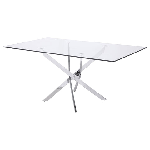 Lucius Rectangular 66-inch Glass Top Dining Table ChromeChrome