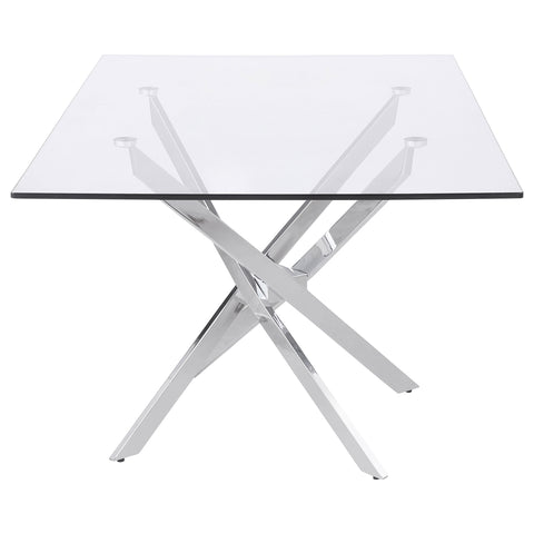 Lucius Rectangular 66-inch Glass Top Dining Table ChromeChrome
