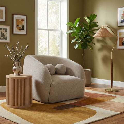Dorian Beige Fabric Upholstered Chair, 1 Piece