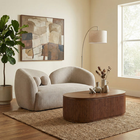 Dorian Beige 68 Fabric Upholstered Loveseat, 1 Piece