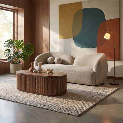 Dorian Beige 91 Fabric Upholstered Sofa, 1 Piece