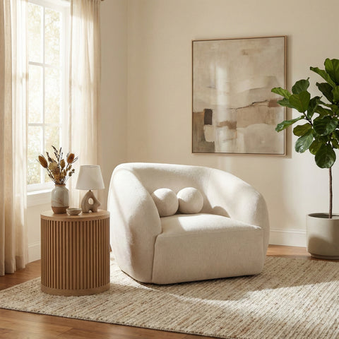 Dorian Cream Fabric Upholstered Chair, 1 Piece