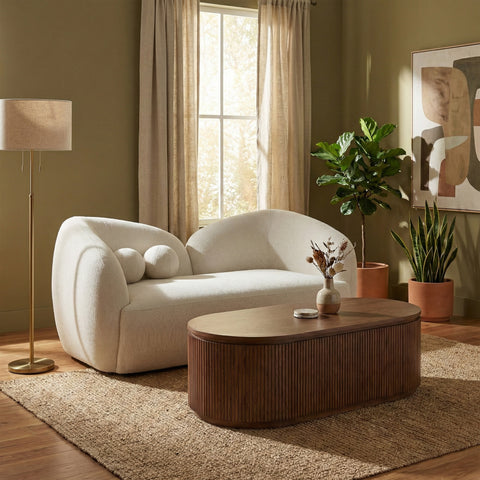 Dorian Cream 68 Fabric Upholstered Loveseat, 1 Piece