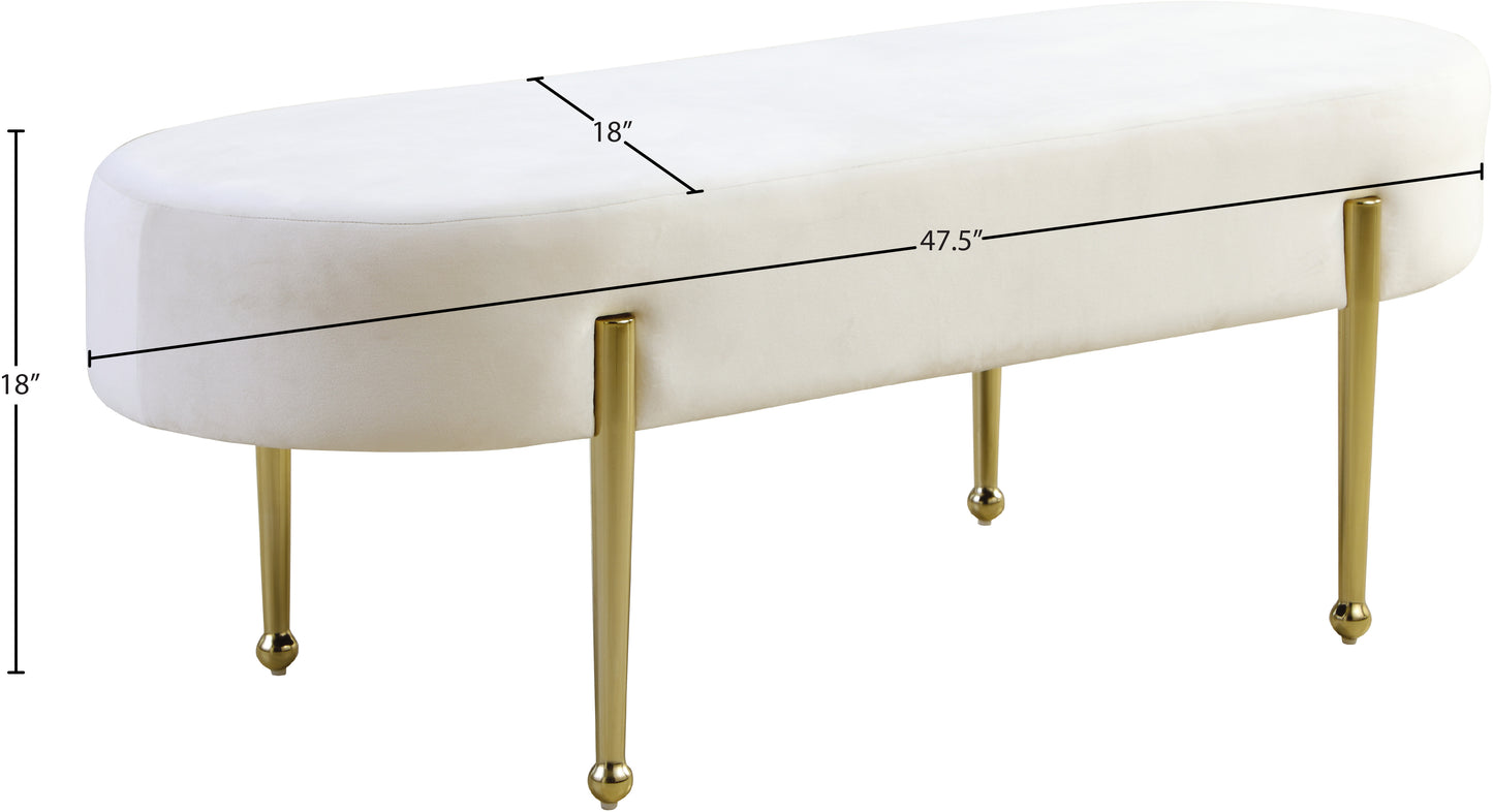 vector cream velvet bench cream