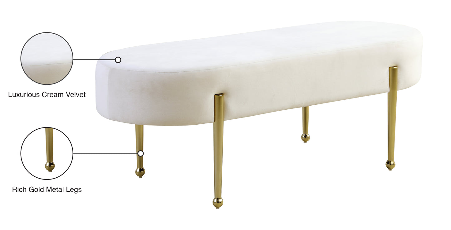 vector cream velvet bench cream