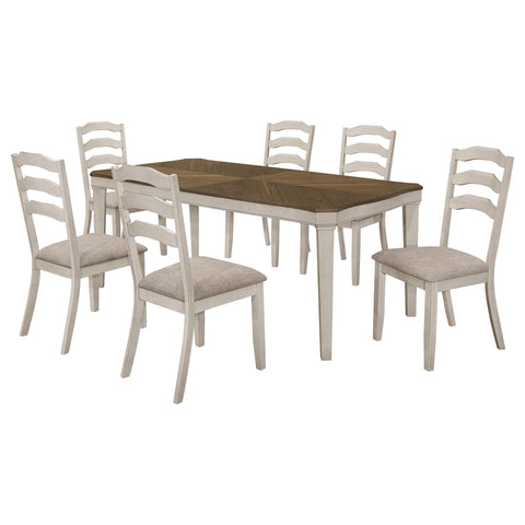 Klein 7-piece Rectangular Dining Table Set Rustic CreamRustic Cream