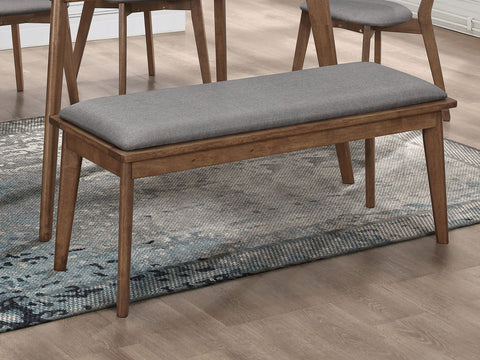Cotswold Upholstered Dining Bench Grey and Natural WalnutNatural Walnut