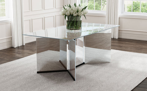 Dilleston 76-inch Rectangular Mirrored Dining Table SilverMirror