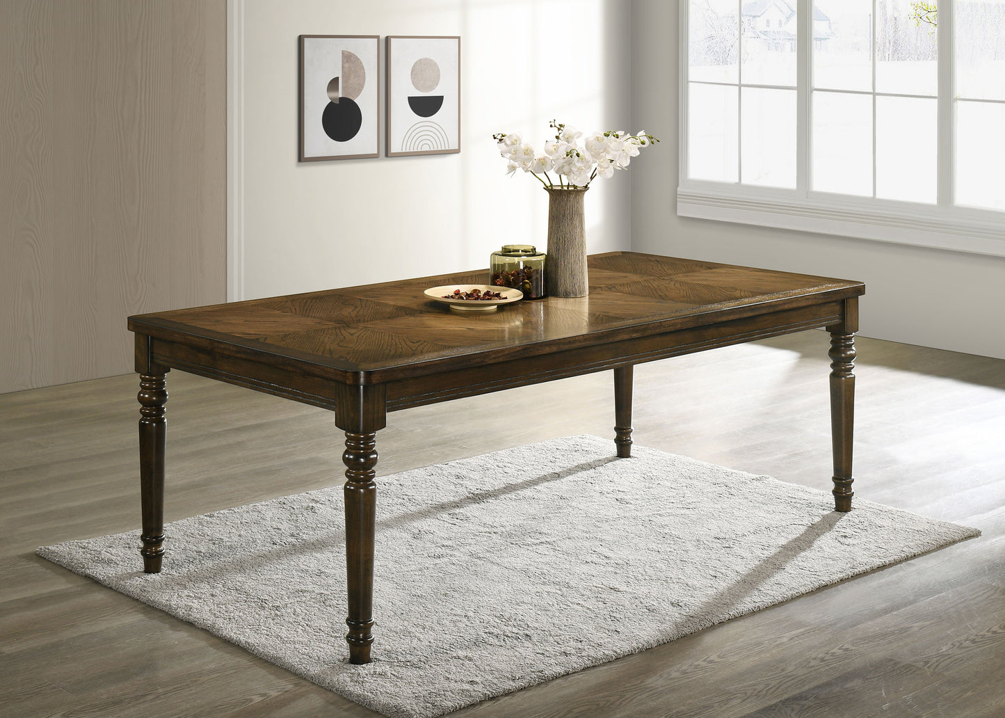 glenmark rectangular 87-inch wood dining table chestnut