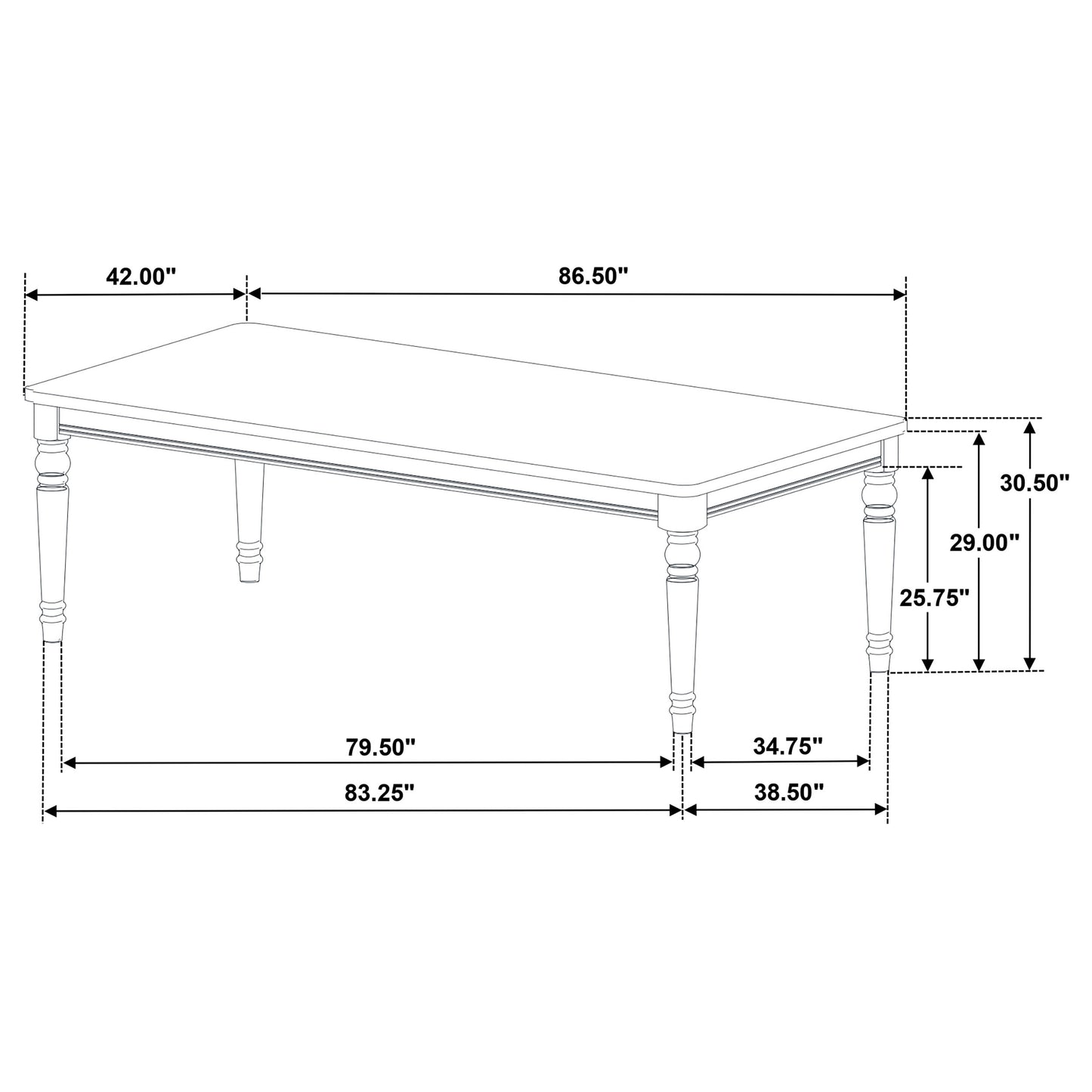 glenmark rectangular 87-inch wood dining table chestnut