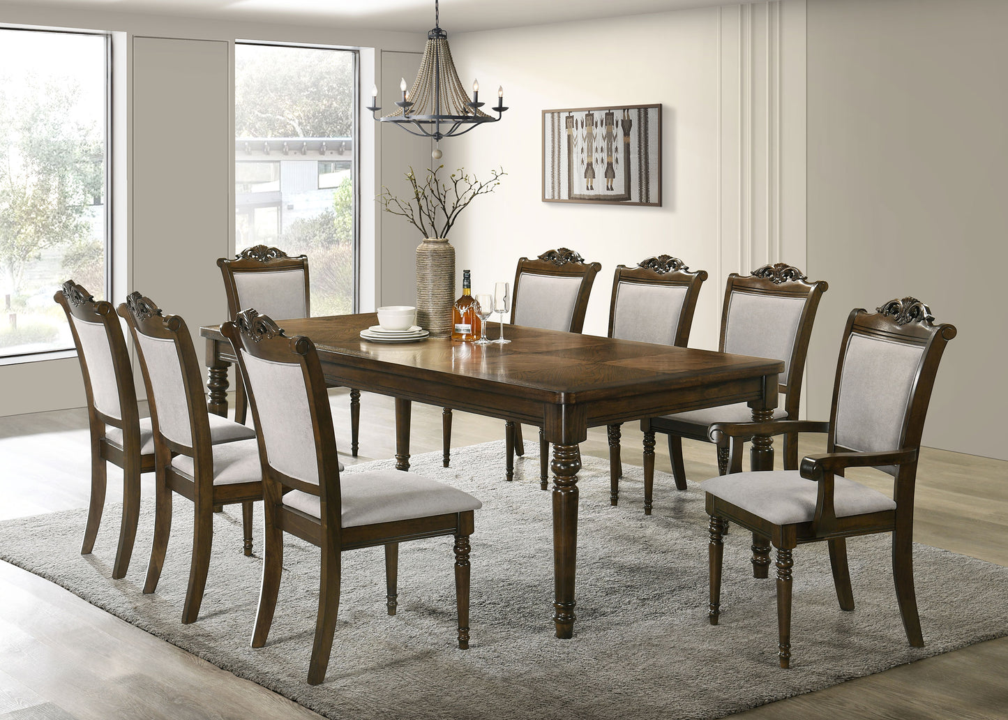 glenmark rectangular 87-inch wood dining table chestnut