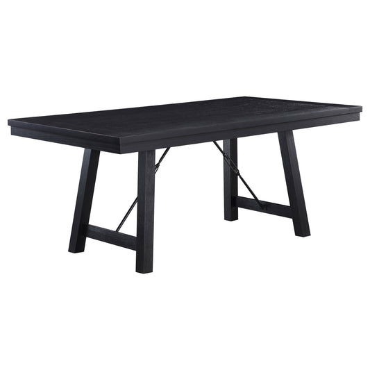 Rilynn Rectangular 72-inch Wood Trestle Dining Table Black