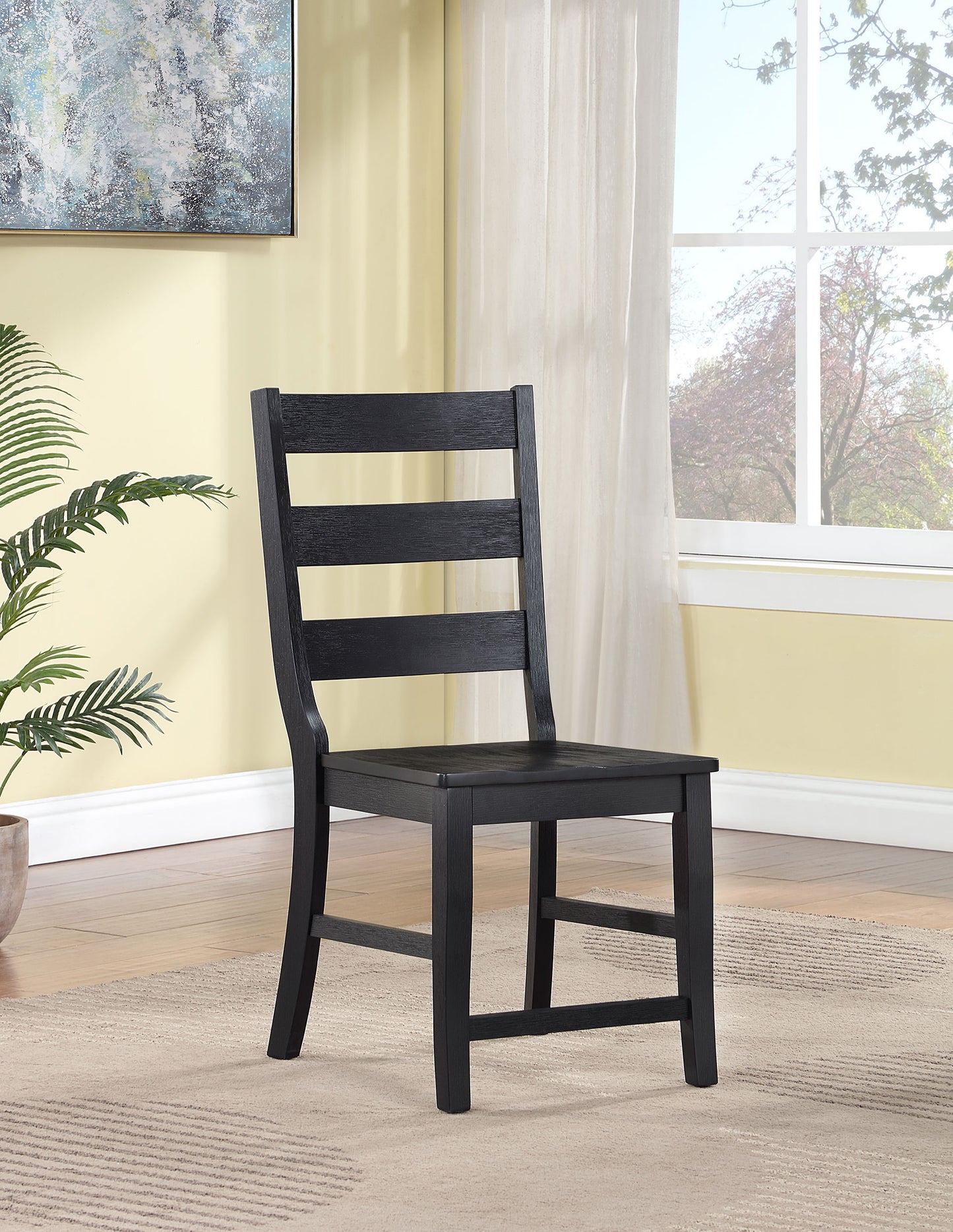 rilynn ladder back wood dining side chair black (set of 2)