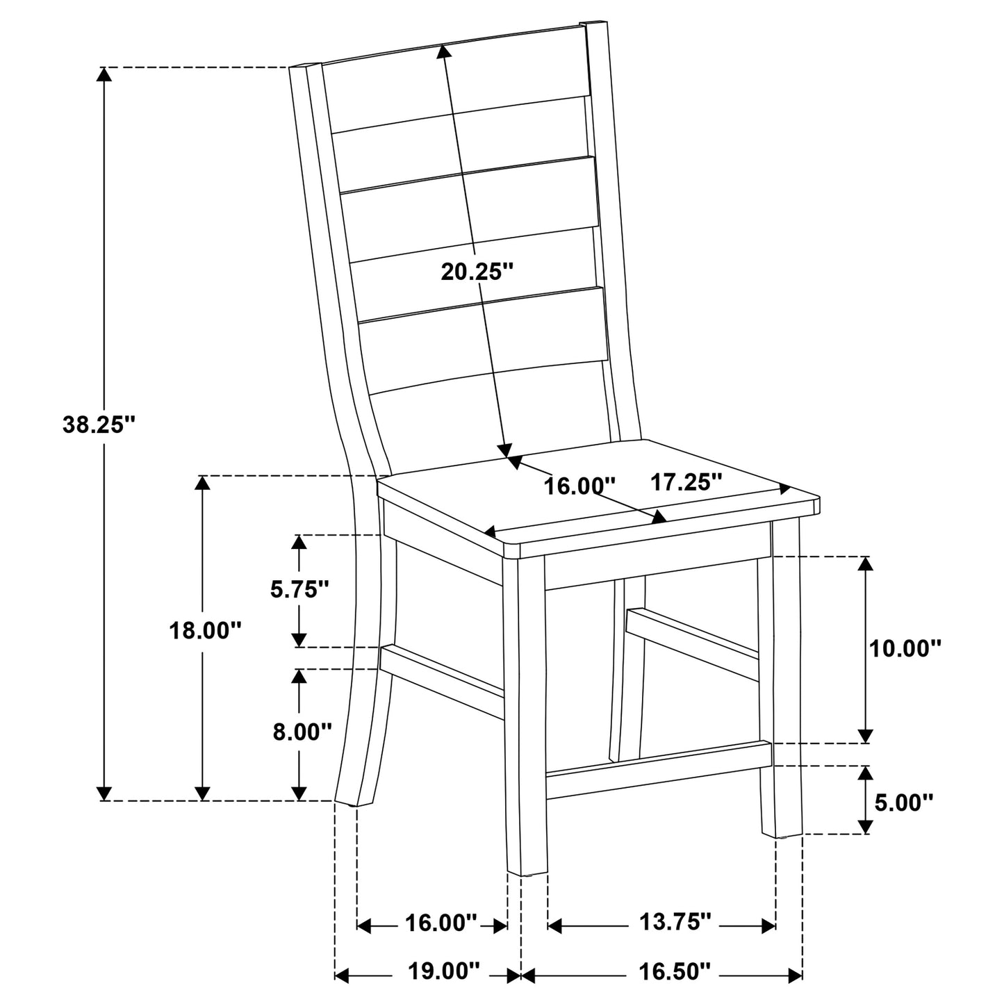 rilynn ladder back wood dining side chair black (set of 2)