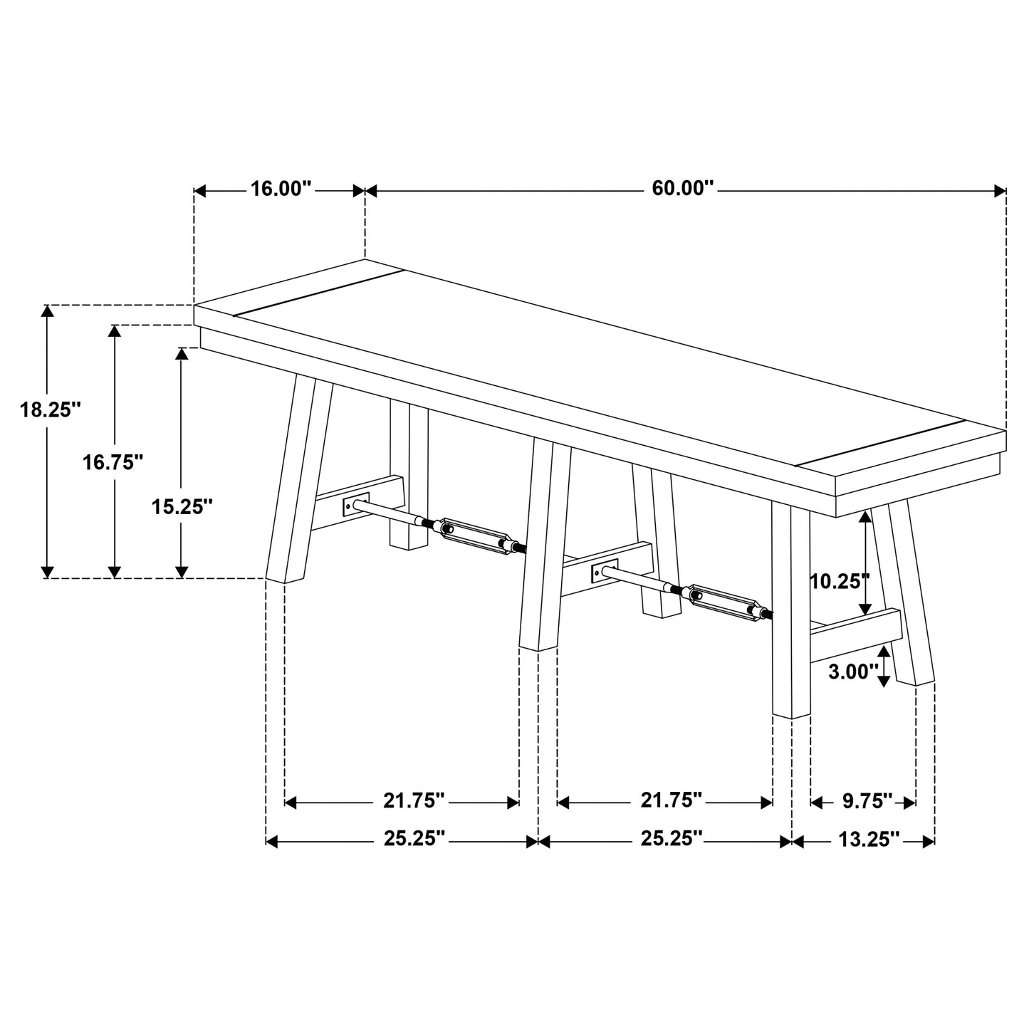 rilynn wood trestle base dining bench black