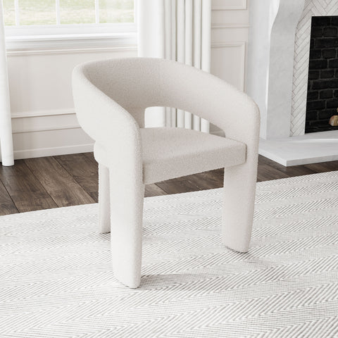 8" Boucle Upholstered Dining Side Chair Cream Cream