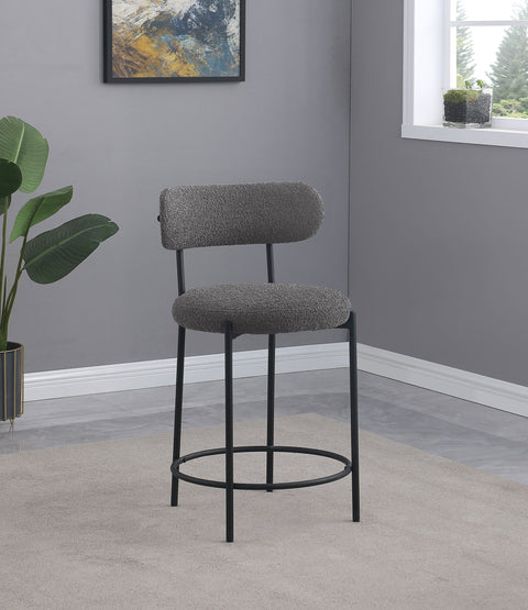 Lucien Boucle Upholstered Counter Chair Grey (Set of 2)Grey