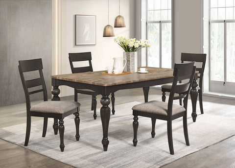 Joel 5-piece Rectangular Dining Set Charcoal Sand ThroughCharcoal Sandthrough