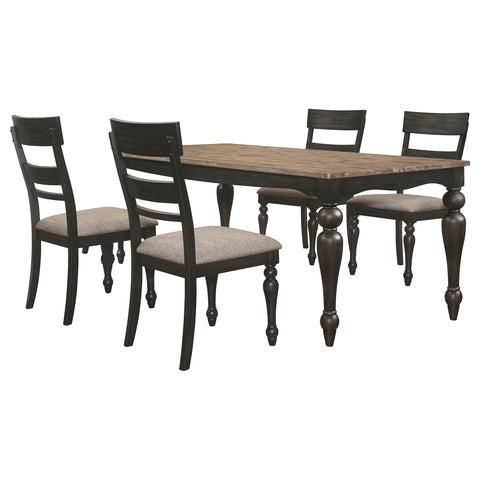 Joel 5-piece Rectangular Dining Set Charcoal Sand ThroughCharcoal Sandthrough