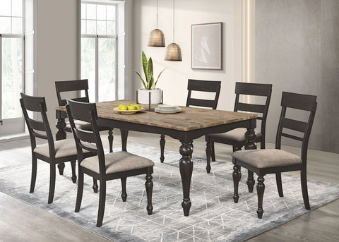 Joel 7-piece Rectangular Dining Set Charcoal Sand ThroughCharcoal Sandthrough