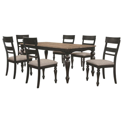 Joel 7-piece Rectangular Dining Set Charcoal Sand ThroughCharcoal Sandthrough