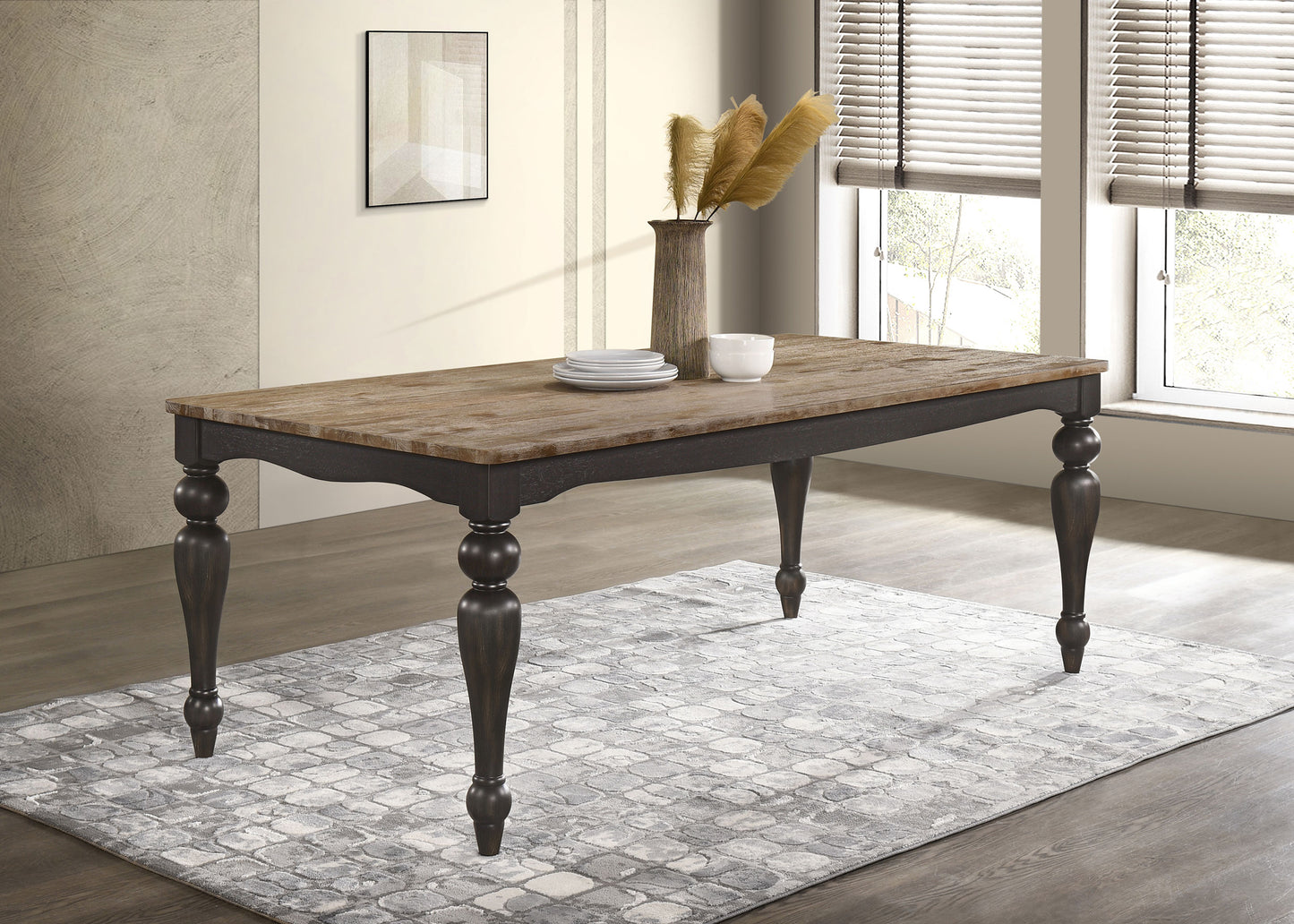 leaton rectangular 79-inch dining table brown brushed