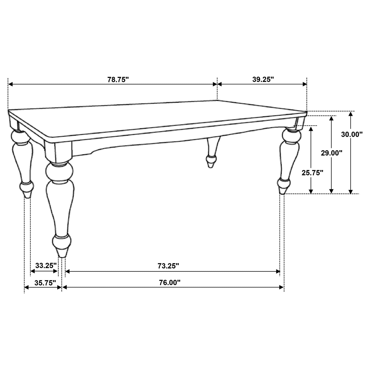 leaton rectangular 79-inch dining table brown brushed