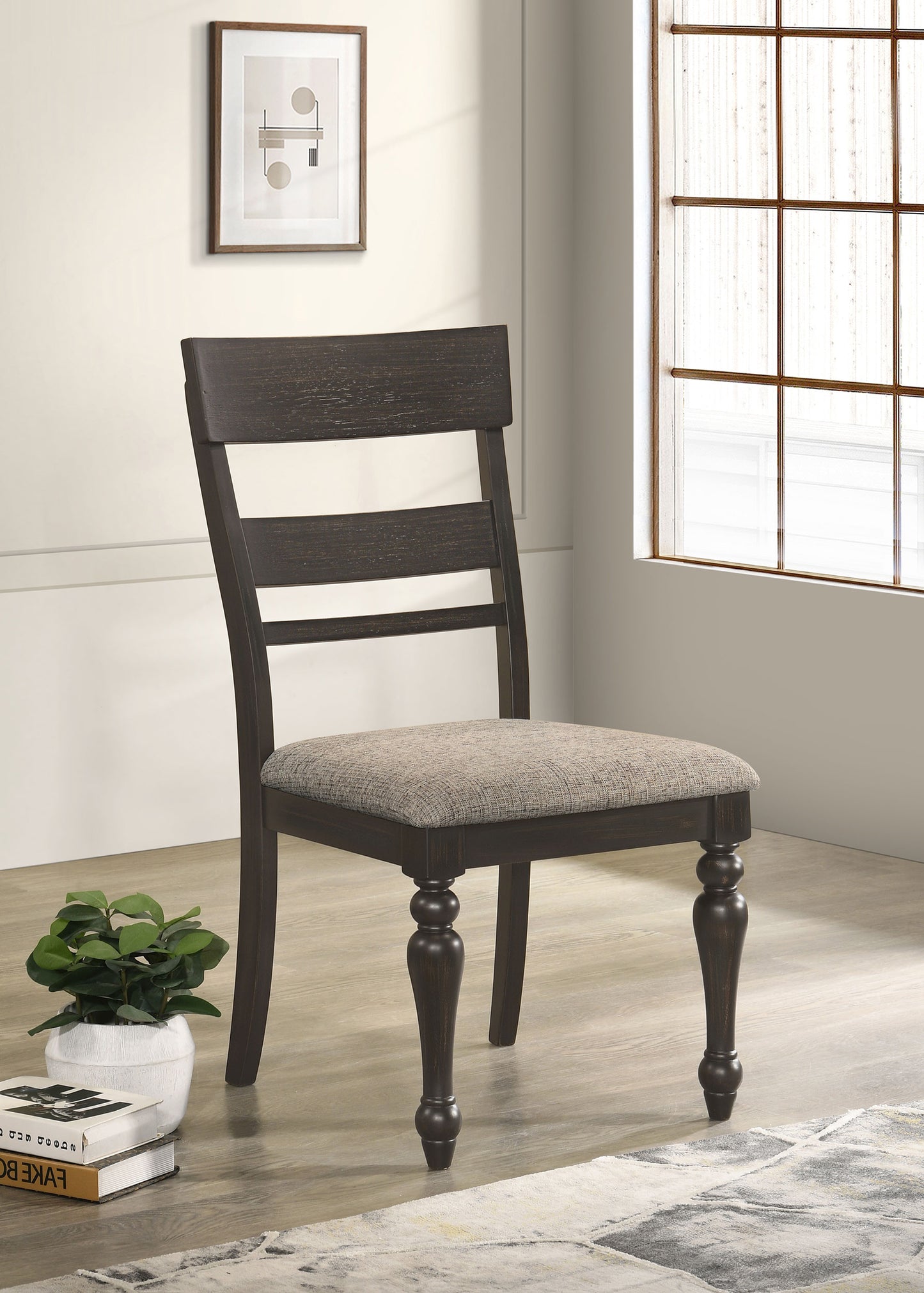 leaton wood dining side chair charcoal (set of 2)