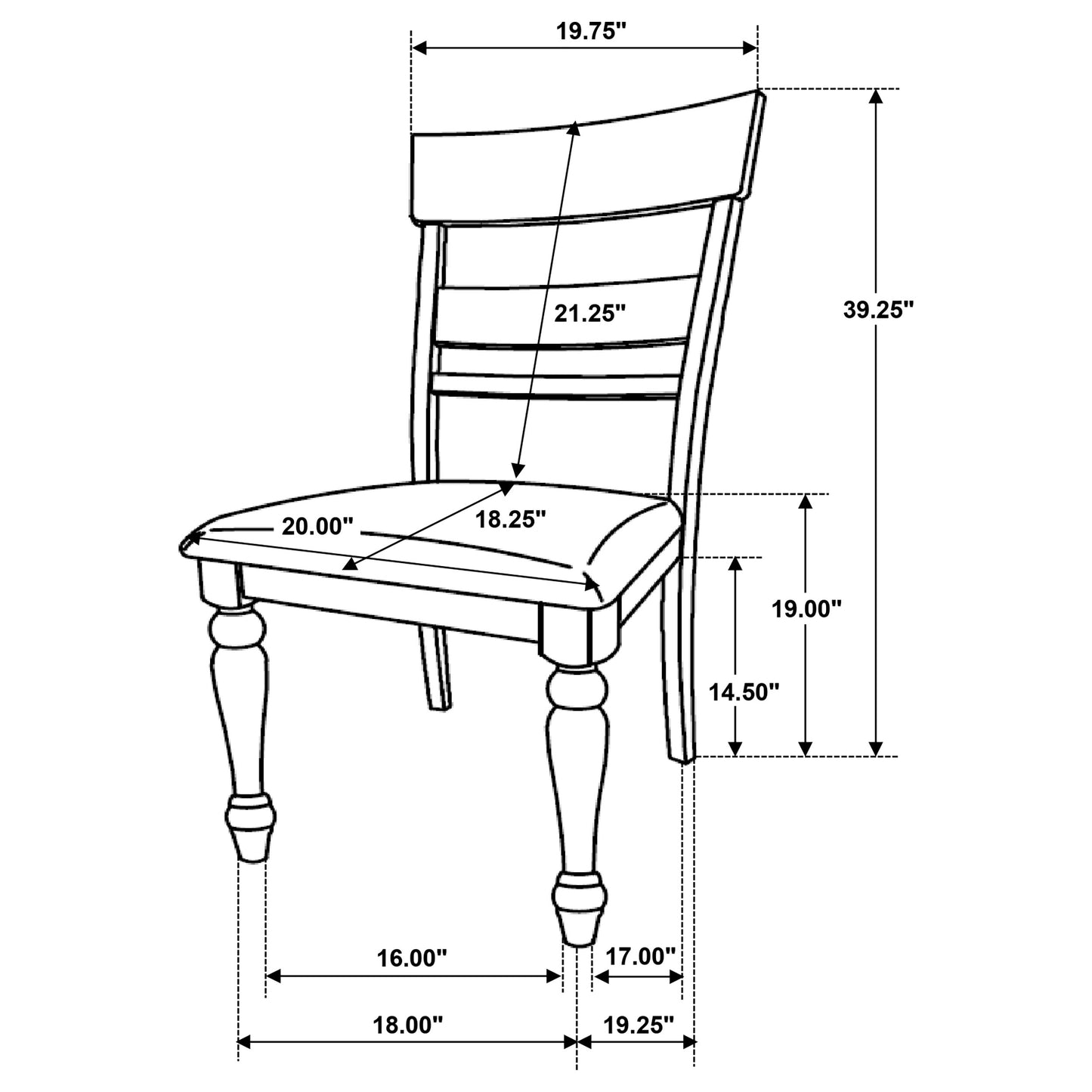 leaton wood dining side chair charcoal (set of 2)