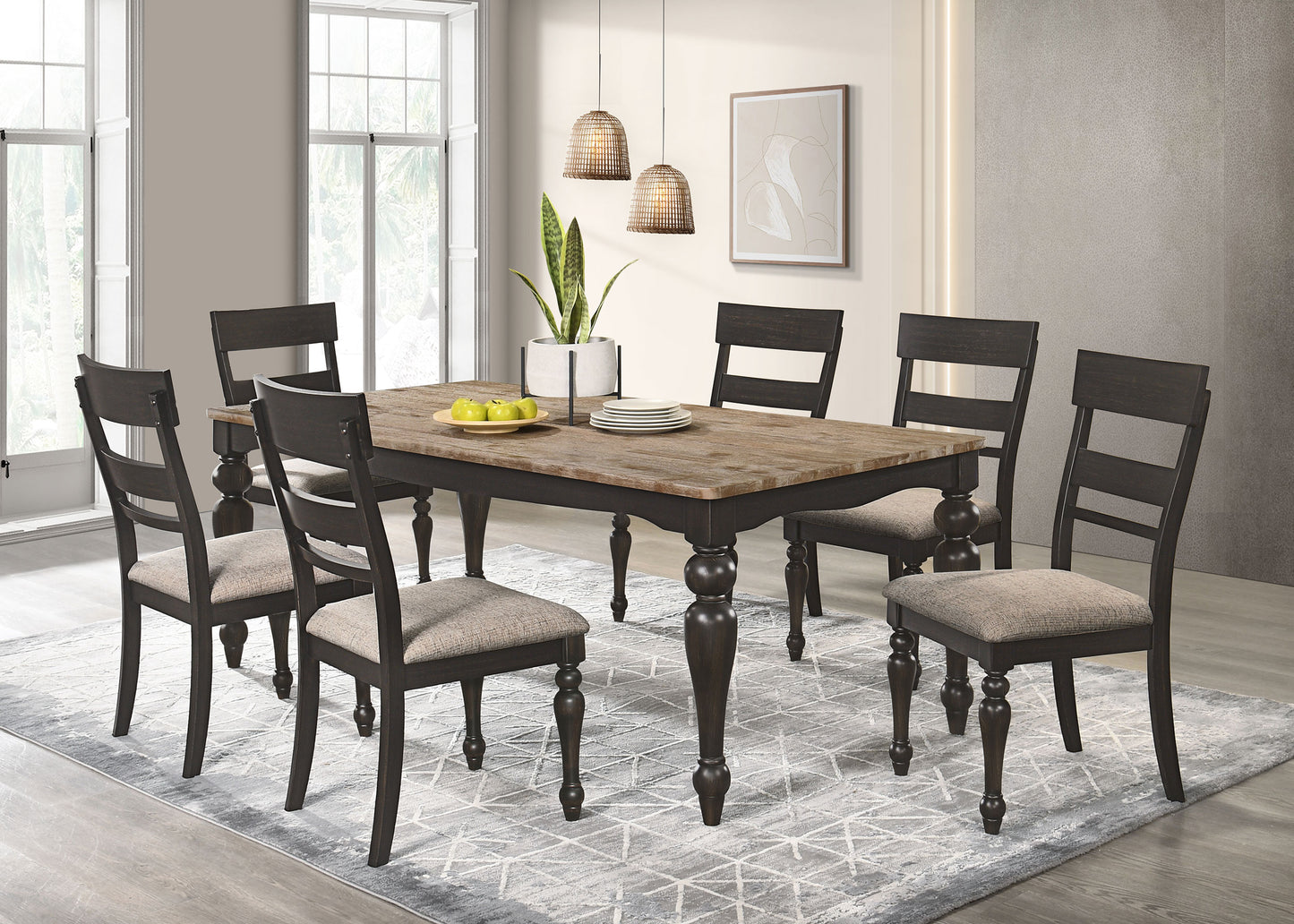 leaton wood dining side chair charcoal (set of 2)