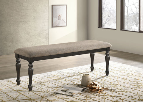 Joel Fabric Upholstered Dining Bench Stone and CharcoalCharcoal Sandthrough
